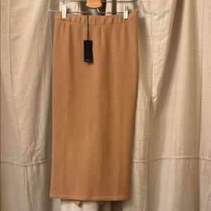 Monrow Tan Ribbed Midi Skirt